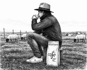 Ángel Tomando Café