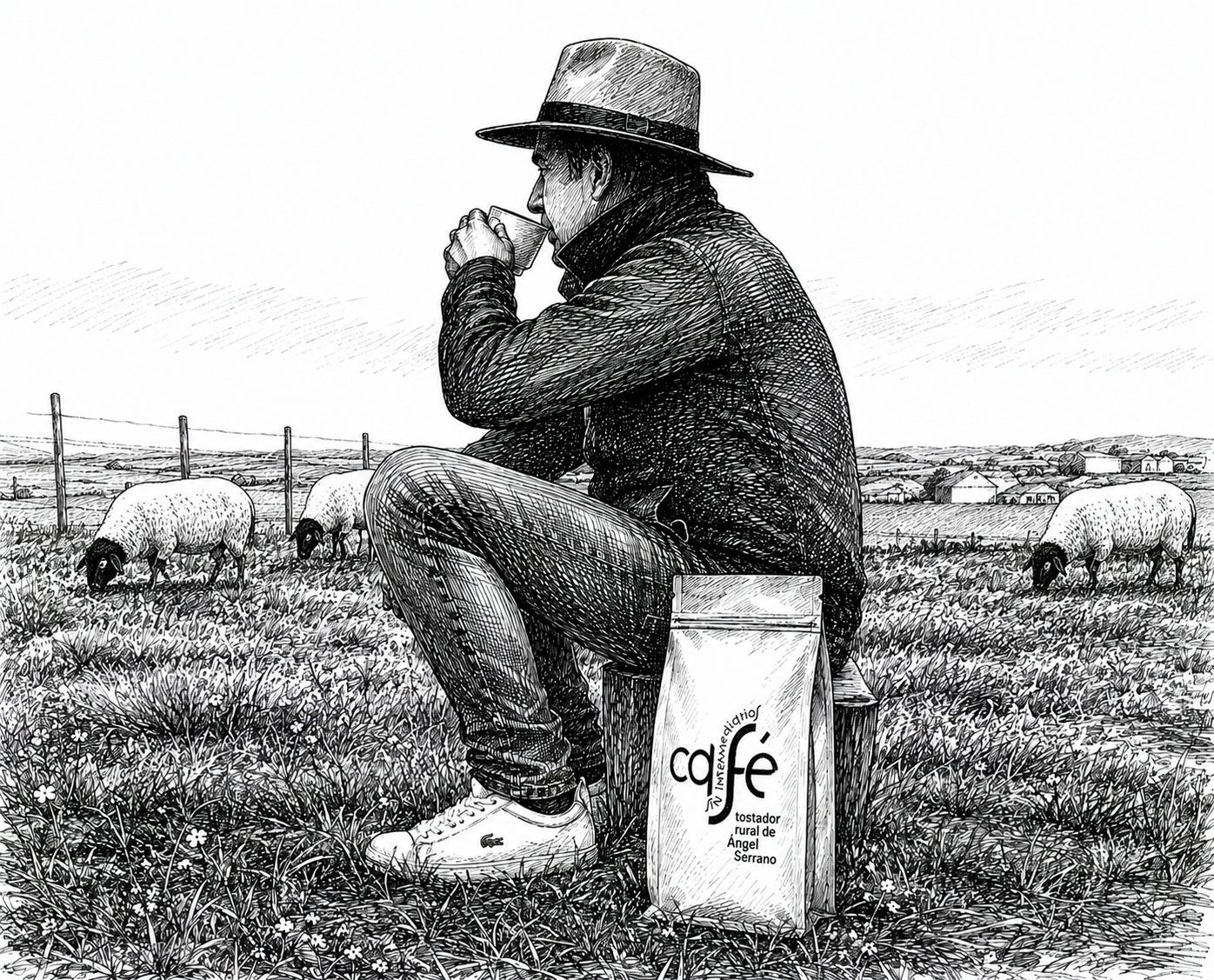 Ángel Tomando Café